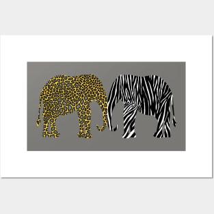 Elephants in Animal Prints Posters and Art